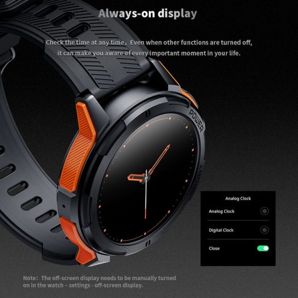 LEMFO C25 1.43 inch HD Round Screen Outdoor Smart Watch Supports Blood Oxygen Detection / Sedentary Reminder (Black Orange) - Image 5