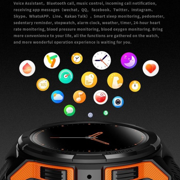 LEMFO C25 1.43 inch HD Round Screen Outdoor Smart Watch Supports Blood Oxygen Detection / Sedentary Reminder (Black Orange) - Image 9