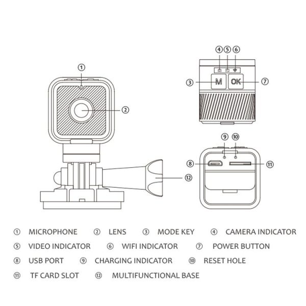 Z03 Mini DV 1080P Waterproof Action Camera with Ring Bracket Supports Infrared Night Vision (Black) - Image 10