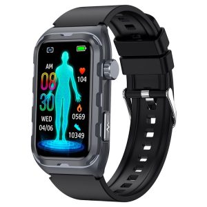 TK79 1.47 inch IP68 Waterproof Smart Watch, Support ECG / Blood Glucose / Blood Oxygen Monitoring / Uric Acid (Black)