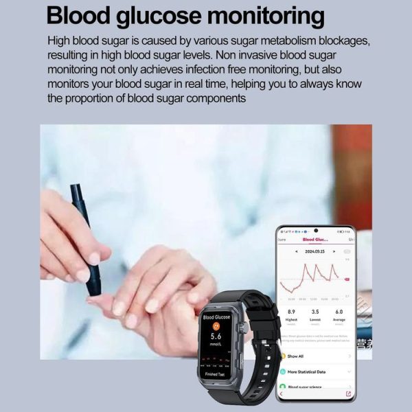 TK79 1.47 inch IP68 Waterproof Smart Watch, Support ECG / Blood Glucose / Blood Oxygen Monitoring / Uric Acid (Black) - Image 19