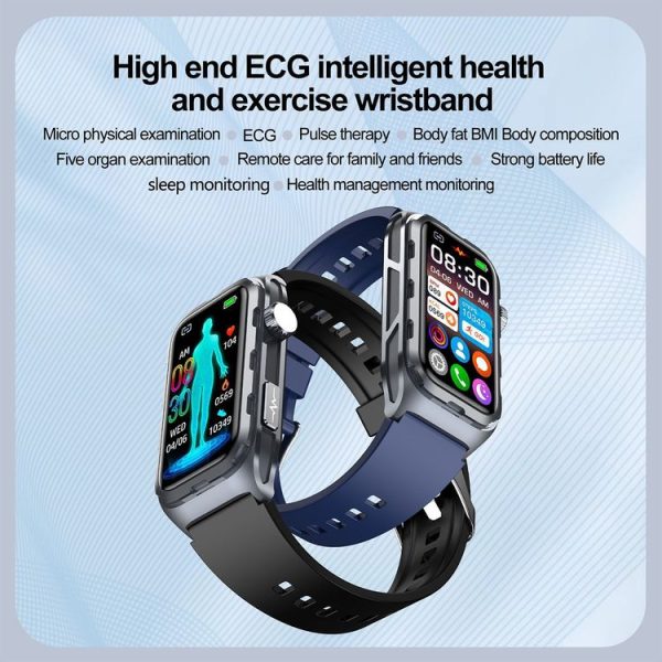 TK79 1.47 inch IP68 Waterproof Smart Watch, Support ECG / Blood Glucose / Blood Oxygen Monitoring / Uric Acid (Black) - Image 2
