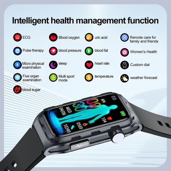 TK79 1.47 inch IP68 Waterproof Smart Watch, Support ECG / Blood Glucose / Blood Oxygen Monitoring / Uric Acid (Black) - Image 5