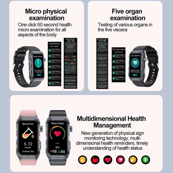 TK79 1.47 inch IP68 Waterproof Smart Watch, Support ECG / Blood Glucose / Blood Oxygen Monitoring / Uric Acid (Black) - Image 7