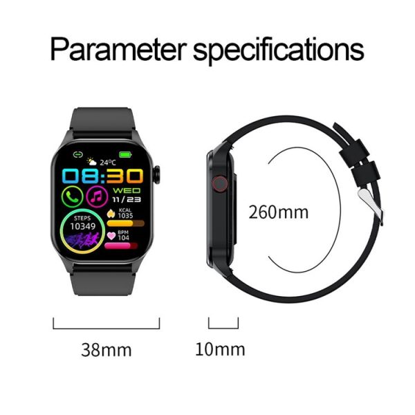 T98 2.04 inch IP68 Waterproof Bluetooth Call Smart Watch, Support Blood Oxygen Monitoring (Black) - Image 3