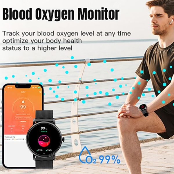 LEMFO LF35 1.43 inch AMOLED Round Screen Silicone Strap Smart Watch Supports Blood Oxygen Detection (Gold) - Image 6