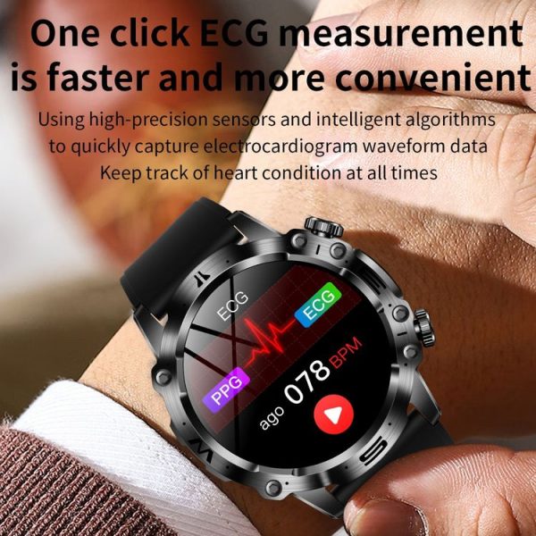 ET482 1.43 inch AMOLED Screen Sports Smart Watch Support Bluetooth Call / ECG Function (Black Silicone Band) - Image 10