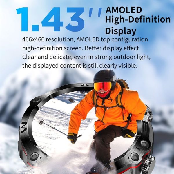 ET482 1.43 inch AMOLED Screen Sports Smart Watch Support Bluetooth Call / ECG Function (Black Silicone Band) - Image 5