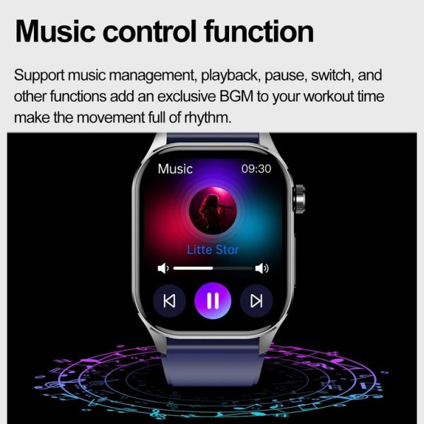 ET580 2.04 inch AMOLED Screen Sports Smart Watch Support Bluetooth Call / ECG Function (Brown Leather Band) - Image 17