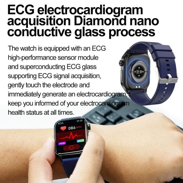 ET580 2.04 inch AMOLED Screen Sports Smart Watch Support Bluetooth Call / ECG Function (Brown Leather Band) - Image 8