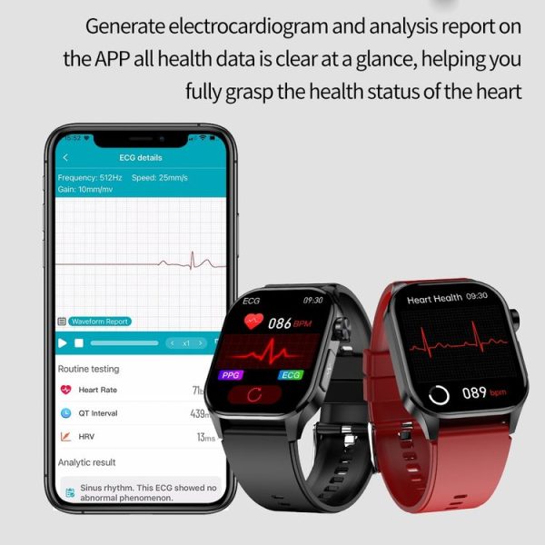 ET580 2.04 inch AMOLED Screen Sports Smart Watch Support Bluetooth Call / ECG Function (Brown Leather Band) - Image 9
