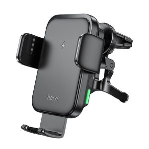 Hoco HW10 Jenny Three-axis Linkage Wireless Fast Charging Car Air Outlet Holder (Black)