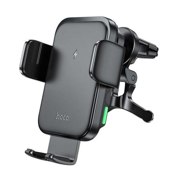 Hoco HW10 Jenny Three-axis Linkage Wireless Fast Charging Car Air Outlet Holder (Black)