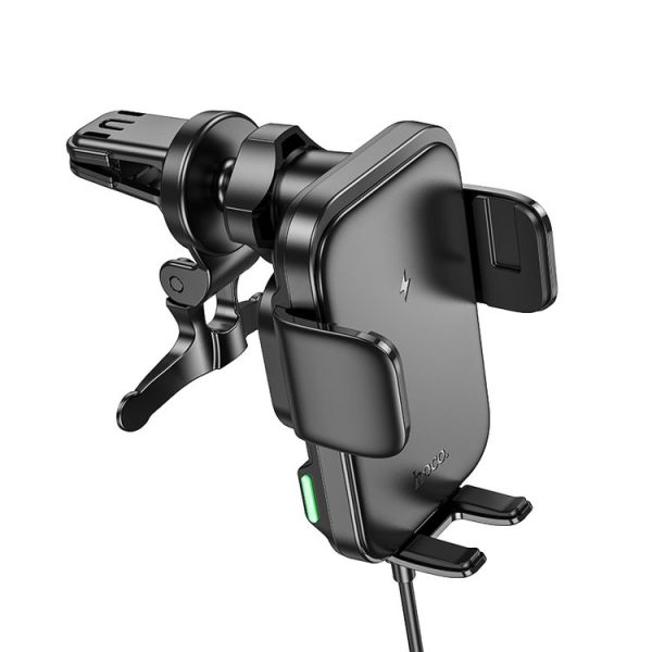 Hoco HW10 Jenny Three-axis Linkage Wireless Fast Charging Car Air Outlet Holder (Black) - Image 3