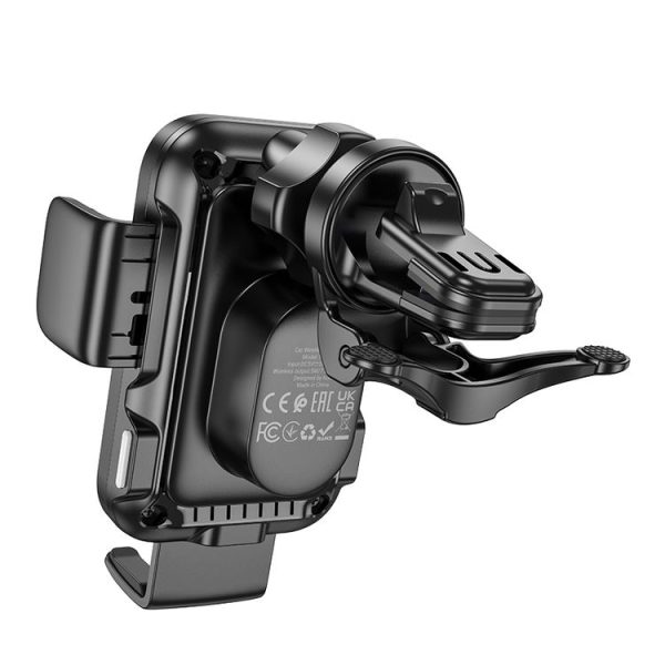 Hoco HW10 Jenny Three-axis Linkage Wireless Fast Charging Car Air Outlet Holder (Black) - Image 4