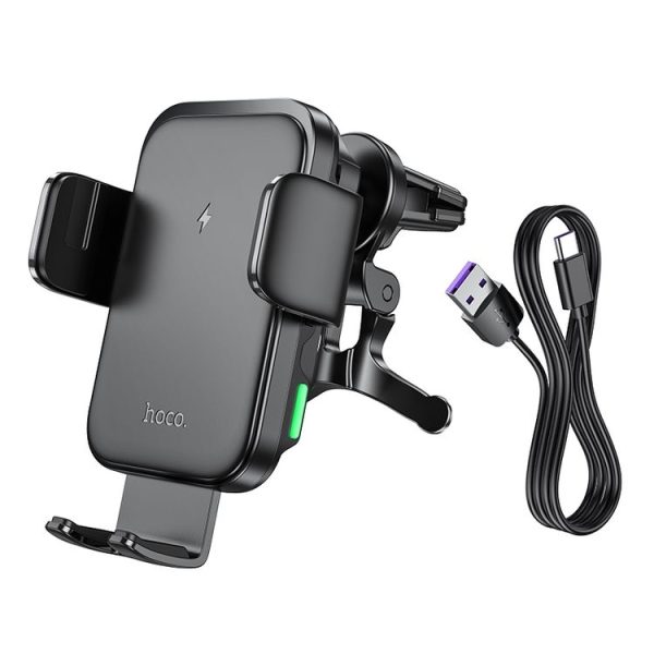 Hoco HW10 Jenny Three-axis Linkage Wireless Fast Charging Car Air Outlet Holder (Black) - Image 5