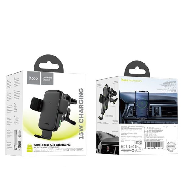 Hoco HW10 Jenny Three-axis Linkage Wireless Fast Charging Car Air Outlet Holder (Black) - Image 8