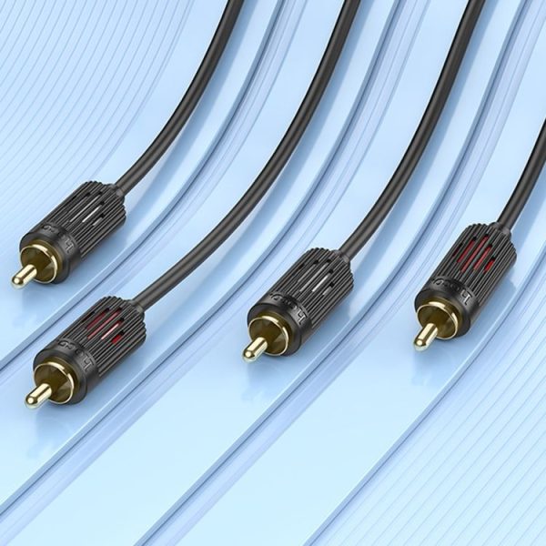 Hoco UPA29 2RCA Red and White Double Lotus Audio Cable (Black) - Image 2