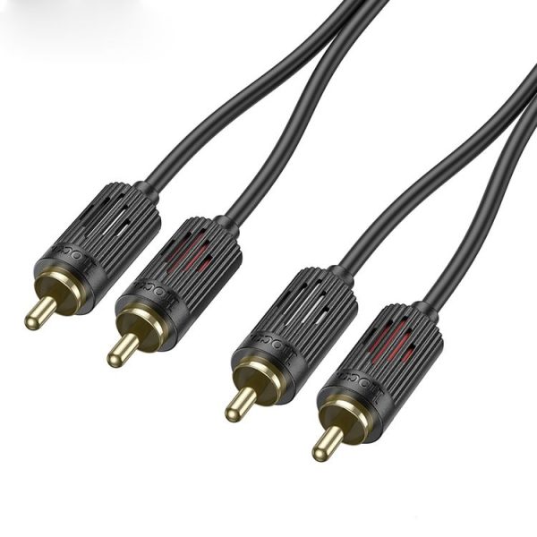 Hoco UPA29 2RCA Red and White Double Lotus Audio Cable (Black) - Image 3