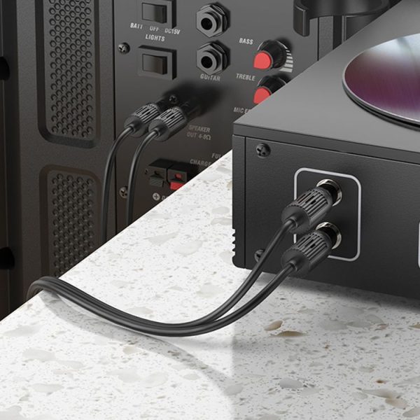 Hoco UPA29 2RCA Red and White Double Lotus Audio Cable (Black) - Image 4