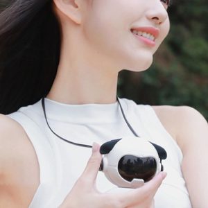 MF082 Portable Hanging Neck Pudding Electric Fan (White)