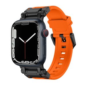 Apple Watch SE 2023 44mm Explorer TPU Watch Band (Black Orange)