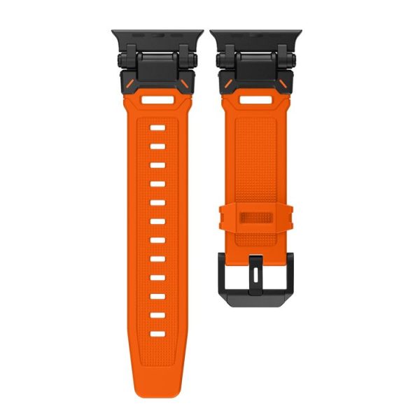 Apple Watch SE 2023 44mm Explorer TPU Watch Band (Black Orange) - Image 2