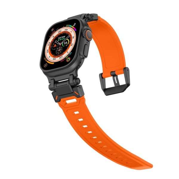 Apple Watch SE 2023 44mm Explorer TPU Watch Band (Black Orange) - Image 3