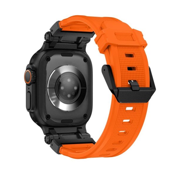 Apple Watch SE 2023 44mm Explorer TPU Watch Band (Black Orange) - Image 4
