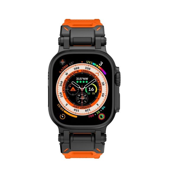 Apple Watch SE 2023 44mm Explorer TPU Watch Band (Black Orange) - Image 5