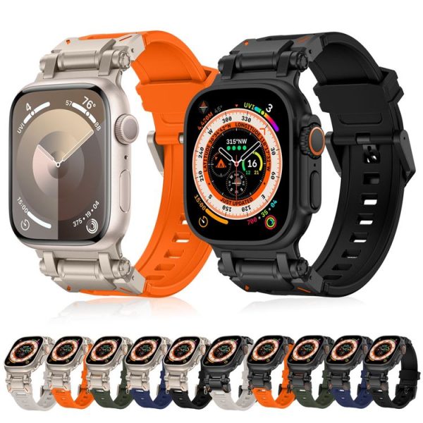 Apple Watch SE 2023 44mm Explorer TPU Watch Band (Black Orange) - Image 6