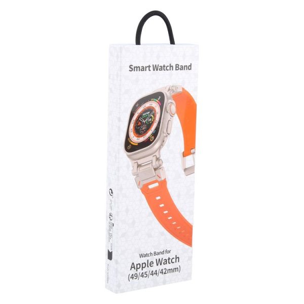 Apple Watch SE 2023 44mm Explorer TPU Watch Band (Black Orange) - Image 7
