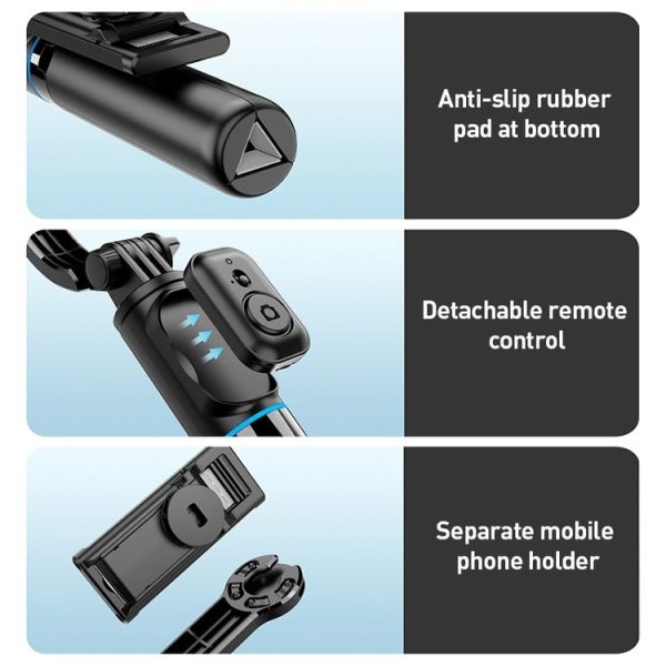 ZGA S01 Bluetooth Remote Control Detachable Tripod Selfie Stick (Black) - Image 10
