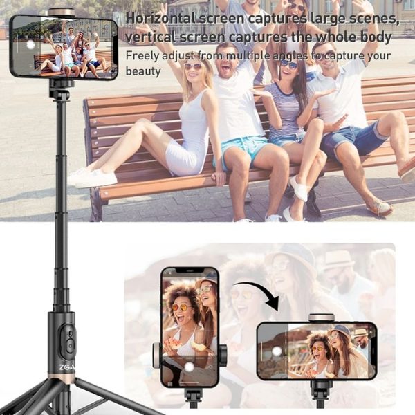 ZGA S02 Bluetooth Remote Control Hidden Tripod Selfie Stick (Black) - Image 5