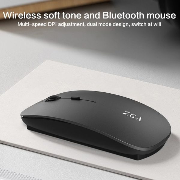ZGA Chinchilla Dual Mode Wireless 2.4G + Bluetooth 5.0 Mouse (Black) - Image 2