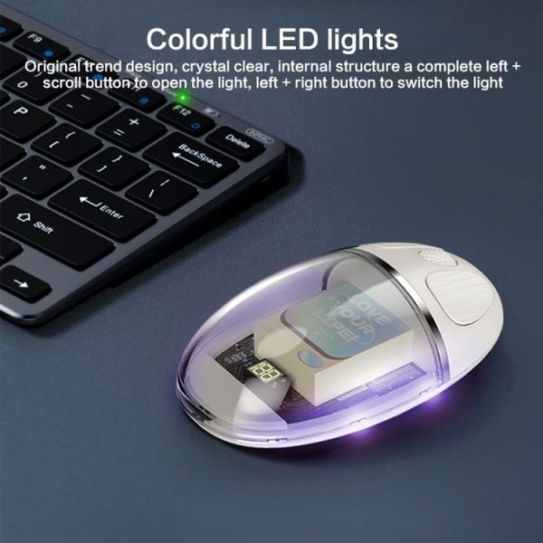 ZGA Colorful Transparent Dual Mode Wireless 2.4G + Bluetooth 5.0 Mouse (Purple) - Image 3
