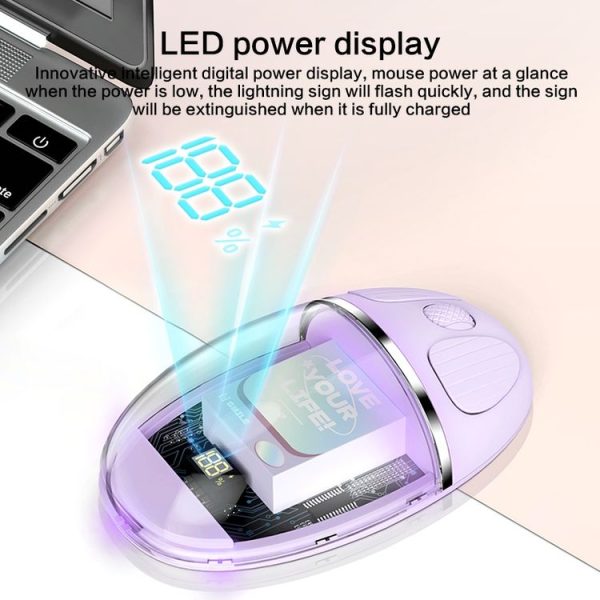 ZGA Colorful Transparent Dual Mode Wireless 2.4G + Bluetooth 5.0 Mouse (Purple) - Image 4