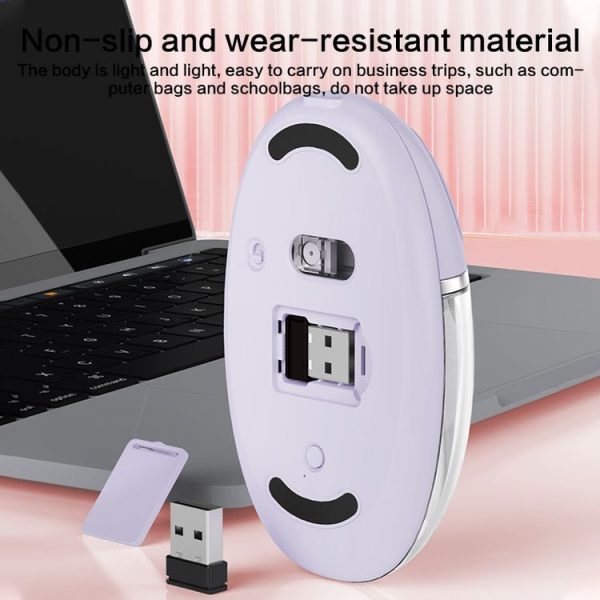 ZGA Colorful Transparent Dual Mode Wireless 2.4G + Bluetooth 5.0 Mouse (Purple) - Image 7