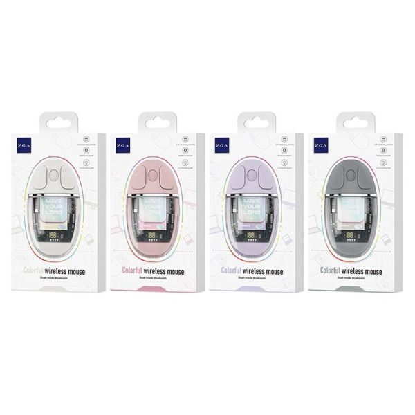 ZGA Colorful Transparent Dual Mode Wireless 2.4G + Bluetooth 5.0 Mouse (Purple) - Image 8