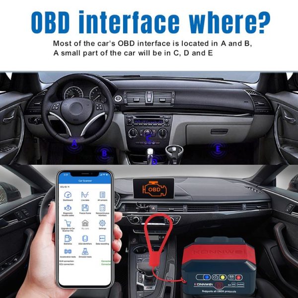 KONNWEI KW905 Bluetooth 5.0 Car OBD2 Scanner Support Android & iOS (Black) - Image 7