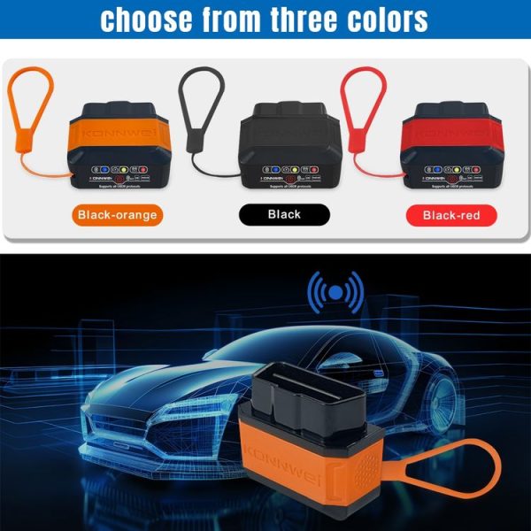 KONNWEI KW906 Bluetooth 5.0 Car OBD2 Scanner Support Android & iOS (Black Red) - Image 3
