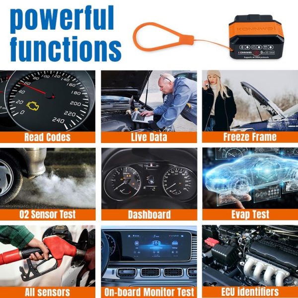 KONNWEI KW906 Bluetooth 5.0 Car OBD2 Scanner Support Android & iOS (Black Red) - Image 5