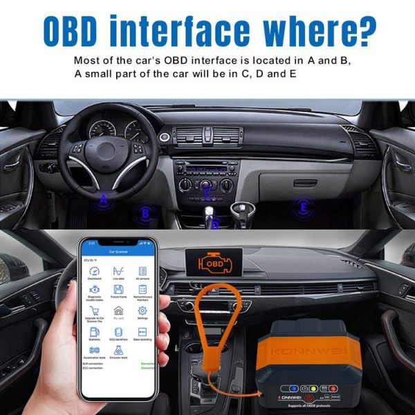 KONNWEI KW906 Bluetooth 5.0 Car OBD2 Scanner Support Android & iOS (Black Red) - Image 7