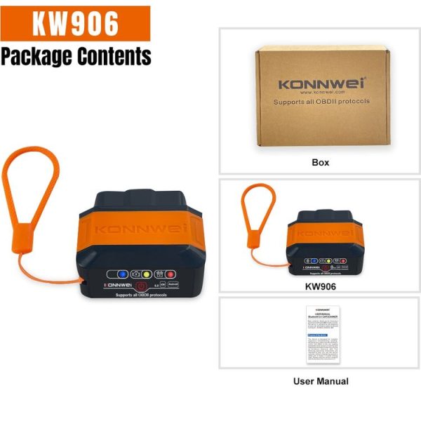 KONNWEI KW906 Bluetooth 5.0 Car OBD2 Scanner Support Android & iOS (Black Red) - Image 9