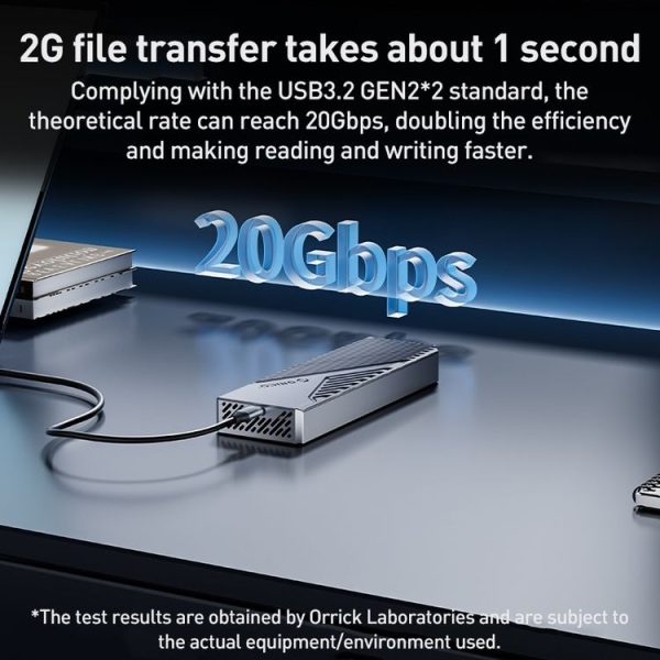 ORICO CNM2-G20 20Gbps M.2 NVMe SSD Enclosure (Grey) - Image 4