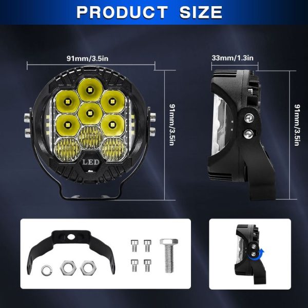 11W 12000lm 6000K 3 inch Car Three-sided Flash Work Light (White Light) - Image 5