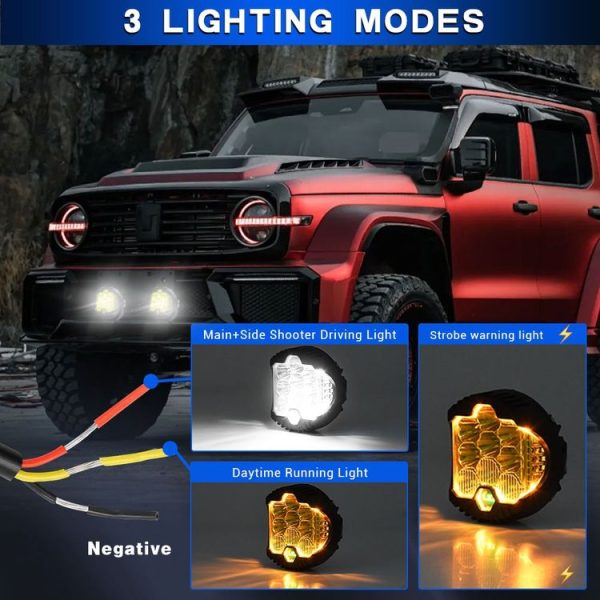 11W 12000lm 6000K 3 inch Car Three-sided Flash Work Light (White Light) - Image 6