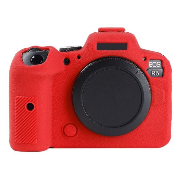 Canon EOS R6 Mark II Litchi Texture Soft Silicone Protective Case (Red) - Image 2