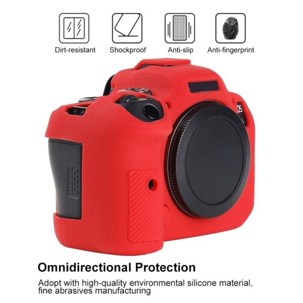 Canon EOS R6 Mark II Litchi Texture Soft Silicone Protective Case (Red) - Image 4