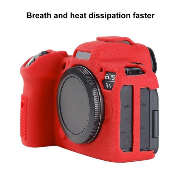 Canon EOS R6 Mark II Litchi Texture Soft Silicone Protective Case (Red) - Image 6